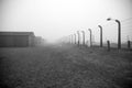 Auschwitz-Birkenau concentration camp. Death barrack. Jewish extermination camp. German death camp in OÃâºwiÃâ¢cim. Barbed wire Royalty Free Stock Photo